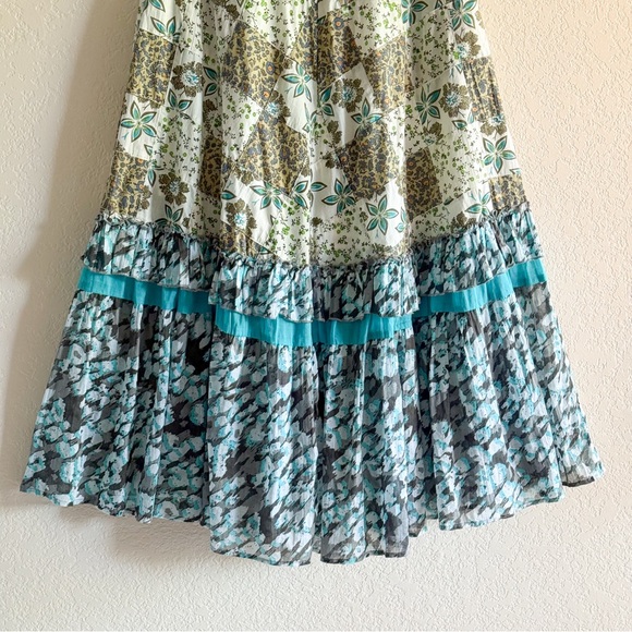 Raga Anthropologie Floral Patchwork Boho Tiered Maxi Skirt India Women’s S - Picture 5 of 12